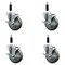 Service Caster 4'' SS Gray Poly Swivel 7/8'' Expanding Stem Caster Set with Brake, 4PK SCC-SSEX20S414-PPUB-TLB-78-4 - alternate 1